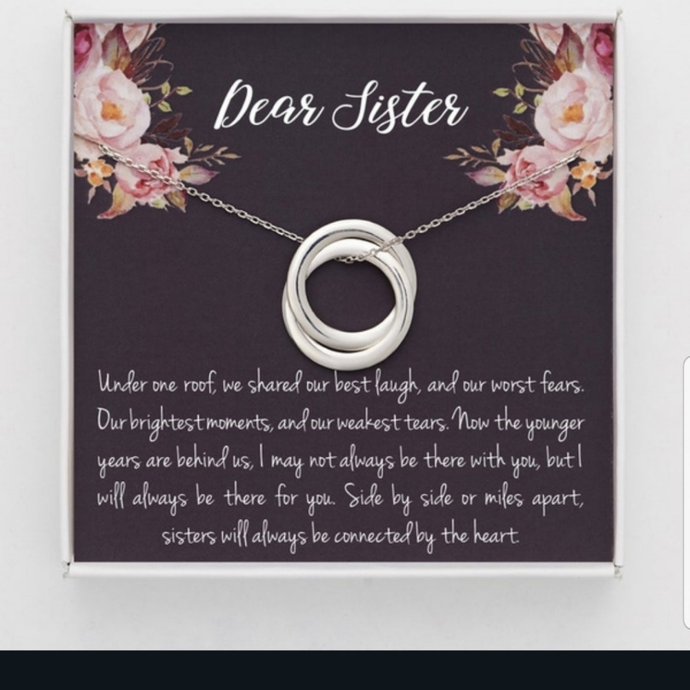 Beautiful Dear Sister Hoop Necklace in SILVER